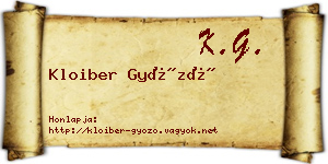 Kloiber Győző névjegykártya